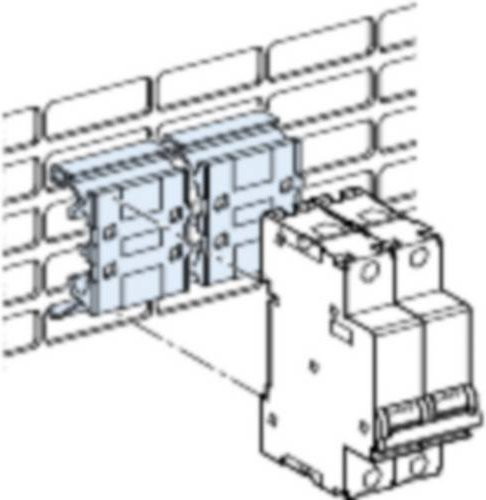 Schneider Electric LVS04224 PrismaSeT-P Adapter für Lochplatten auf DIN-Schiene, 5 Stück, Breite: 27 mm, Höhe: 10 mm - Bild 1