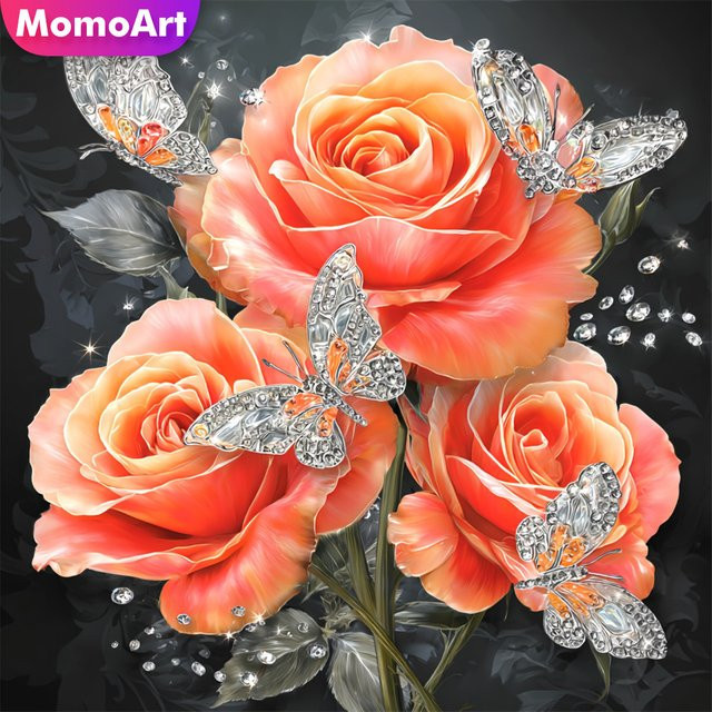 Momoart Rosenblüten-Diamantgemälde, Diamant-Mosaik, Natur, Bunt / Mehrfarbig - Bild 1