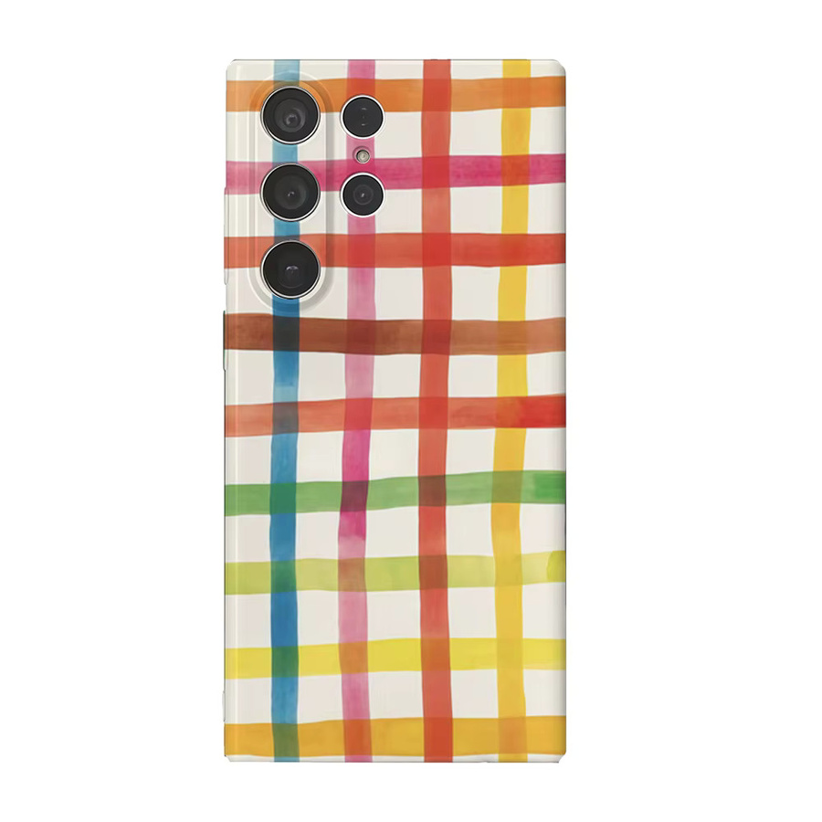 Handyhülle mit Regenbogen-Gittermalerei für Samsung Galaxy S25 S24 S23 Ultra Plus A35 A33, glänzende HD-Hartschale, Multicolour - Bild 7