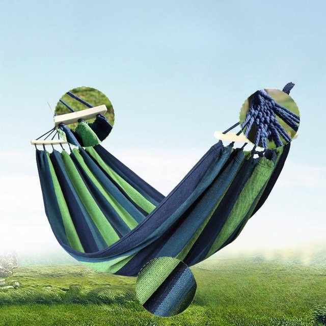 Binchi Outdoor Product Hängematte für Erwachsene aus verdickter Leinwand in Blau, B/T/H: 190 x 150 cm - Bild 1