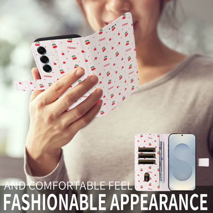 Flip Cover Kunstleder Schutzhülle im Brieftaschen-Stil für Samsung Galaxy S26 Ultra, S25, S24, S23, S22, S21Fe in Weiß - Bild 2