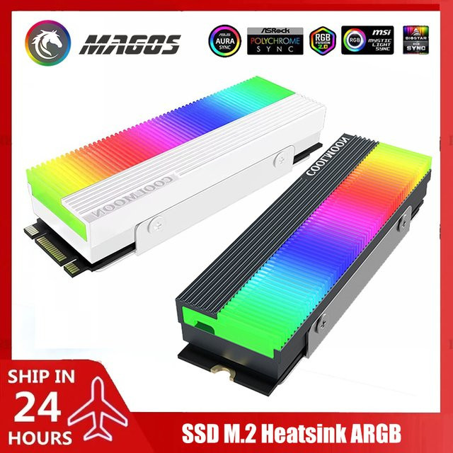 CoolMoon M.2 SSD 2280 ARGB Heatsink RGB Kühler für NVMe M.2 Solid State Drive in Schwarz/Weiß mit 5V Mainboard Sync - Bild 1