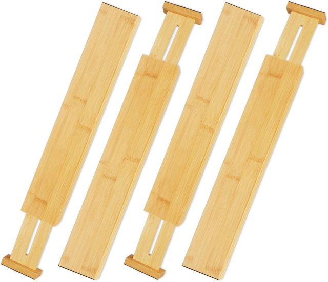Relaxdays Schubladentrenner aus Bambus in Natur Braun, verstellbar, Höhe: 6 cm, Tiefe: 1,5 cm, Breite: 55 cm - Bild 1