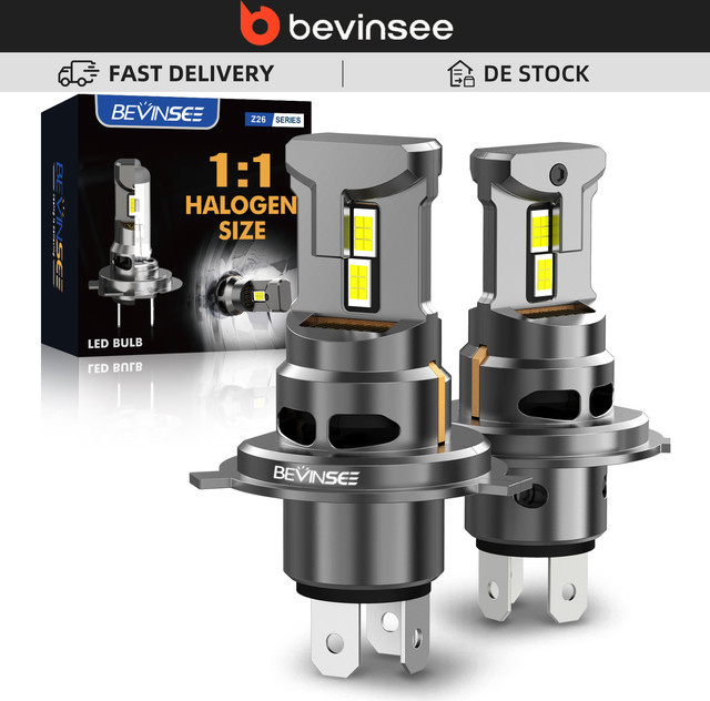 BEVINSEE H4 LED Auto-Scheinwerferlampen Fern-/Abblendlicht mit CANBUS, 70W, 12000LM, 6000K Weiß, Plug&Play Upgrade für Halogenlampen - Bild 1