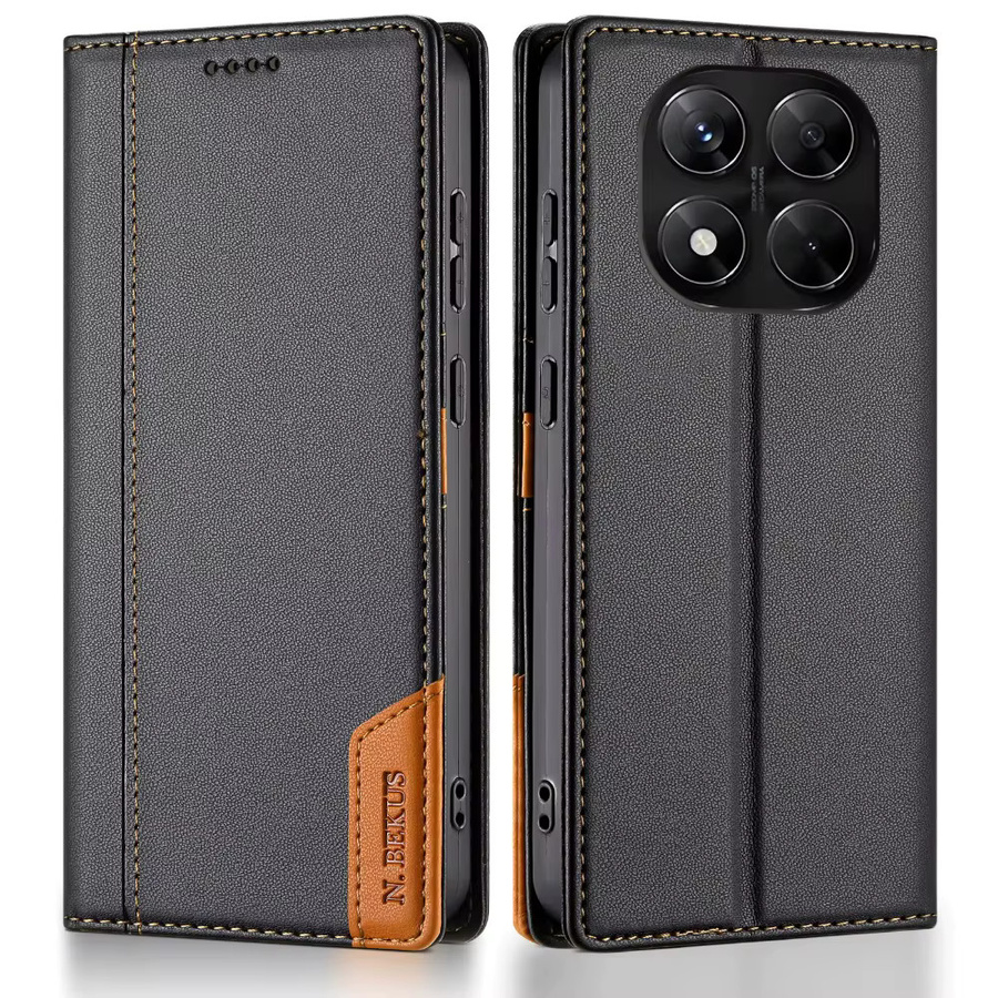 Xiaomi Redmi Note 14 Pro Plus 13 12 11 14C 13C Flip Handyhülle aus PU Leder mit Kartenhalter und RFID-Schutz in Braun - Bild 2