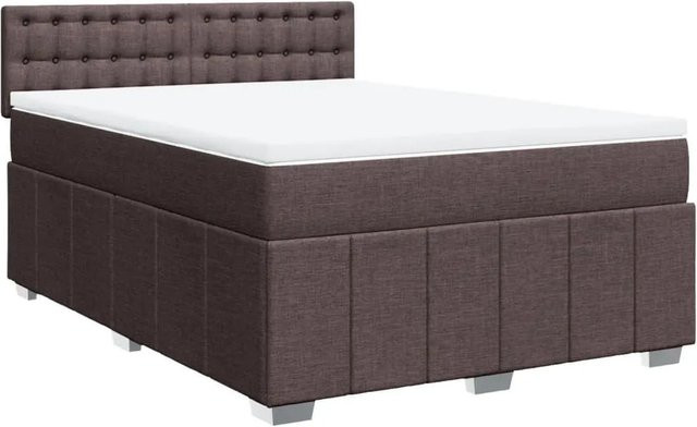 vidaXL Boxspringbett mit Matratze Dunkelbraun B: 160 cm, T: 200 cm mit USB-Anschluss und Unterbettbeleuchtung - Bild 1
