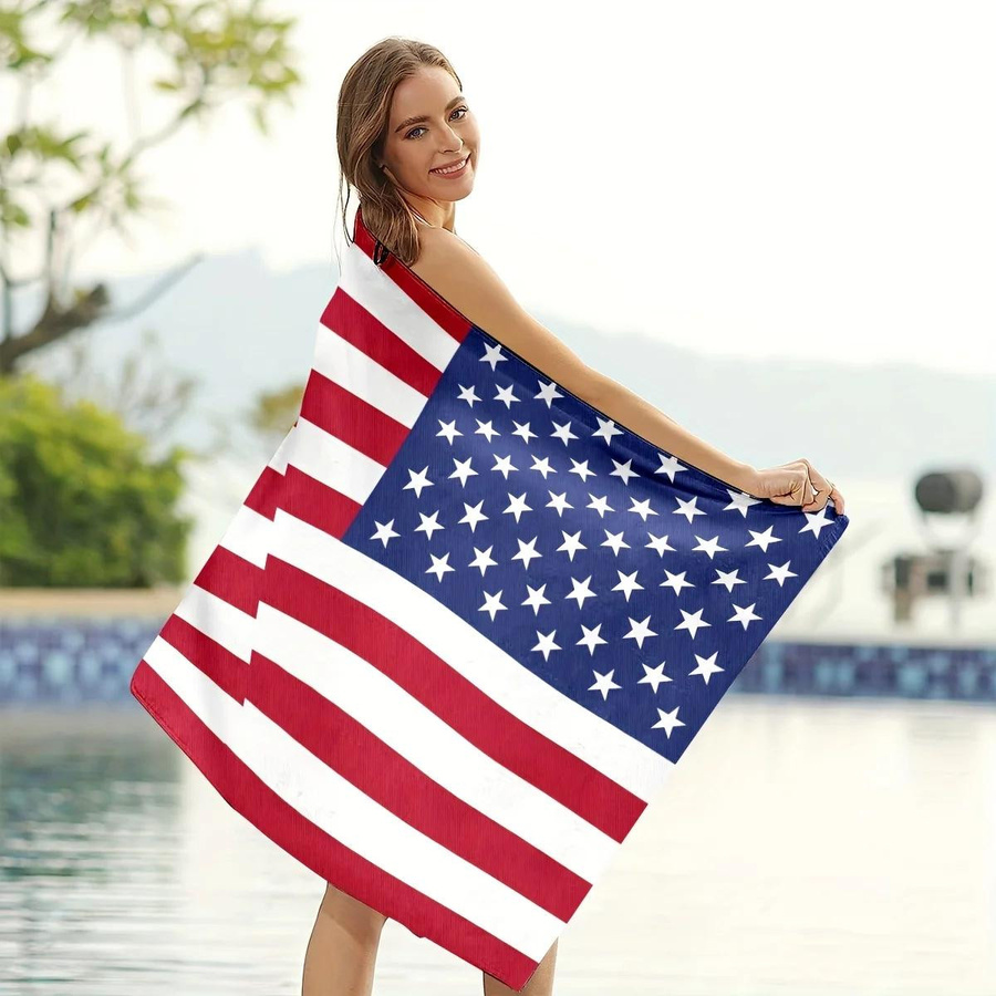 Schnell trocknendes Strandtuch mit amerikanischem Flaggenmuster von JMG Household Supplies, Multicolour, B/H: 50 x 100 cm - Bild 2