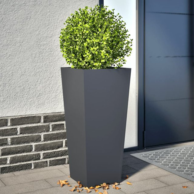 vidaXL Pflanzkübel Set aus Stahl in Anthrazit, 2 Stück, B/T/H: 35 x 35 x 75 cm - Bild 1