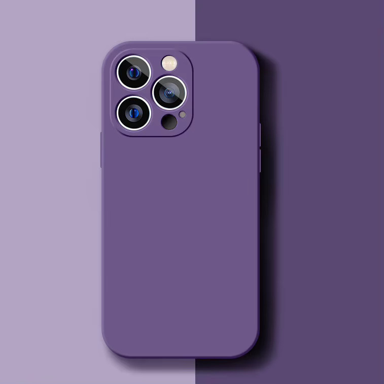 Stoßfeste Silikon-Hülle mit gerader Kante für iPhone 11 12 13 14 15 Pro XS Max XR X 8 7 in Blau und Lila - Bild 1