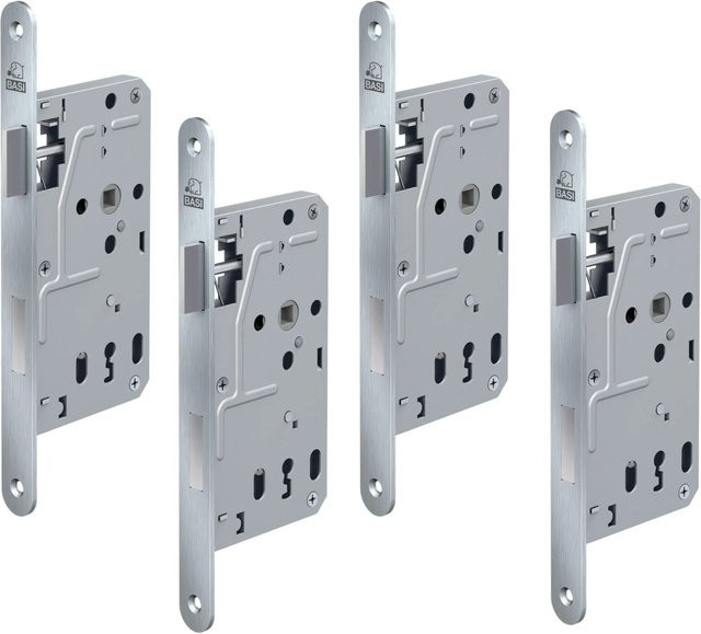 BASI Zimmertürschloss ES 927 BB DIN Rechts Rundstulp Edelstahl Silber 4er Set - Bild 1