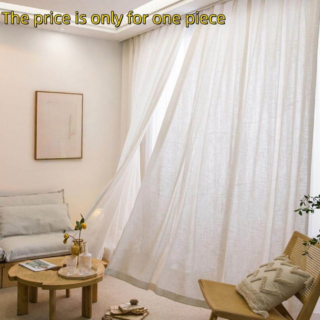 CENTURyMiG Vorhang aus Leinen in Beige, halbtransparent und lichtdurchlässig, Breite: 100 cm, Höhe: 200 cm - Bild 1