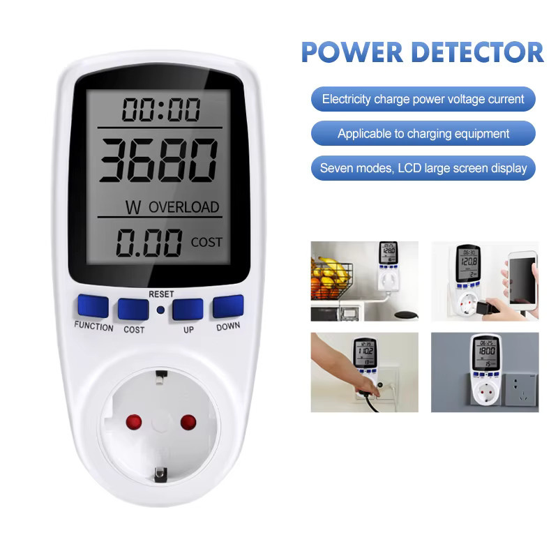 Digitales Wattmeter von JUANJUAN zur Strommessung von Spannung, Leistung und Energieverbrauch in Weiß - Bild 3