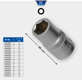 Brilliant Tools 1/2 Zoll Sechskant-Stecknuss 32 mm in Silber aus Chrom-Vanadium-Stahl - Bild 2