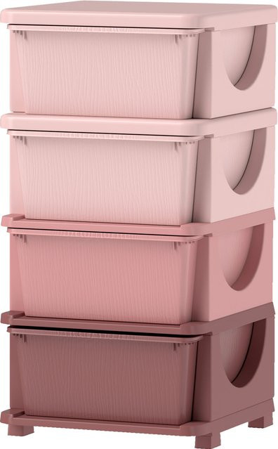 HOMCOM Spielzeug Organizer Kommode für Kinderzimmer mit 4 Ebenen in Rosa - Bild 1