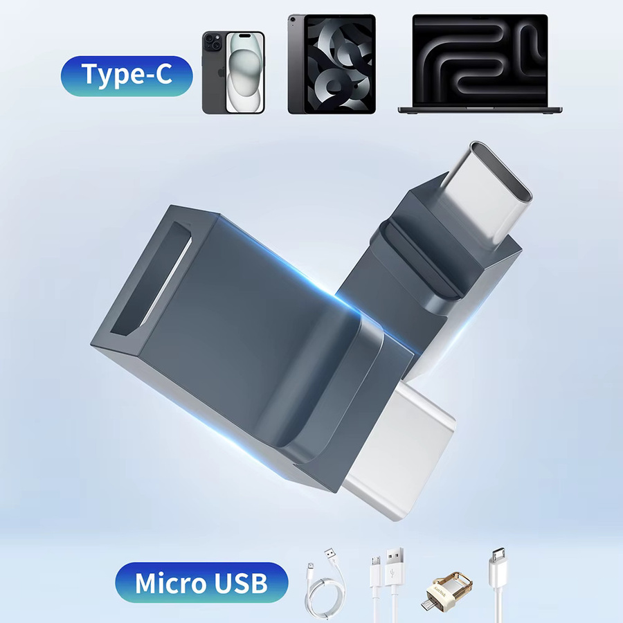 Micro USB auf USB C Kabeladapter in Grau für Xiaomi Samsung und Huawei - Bild 2