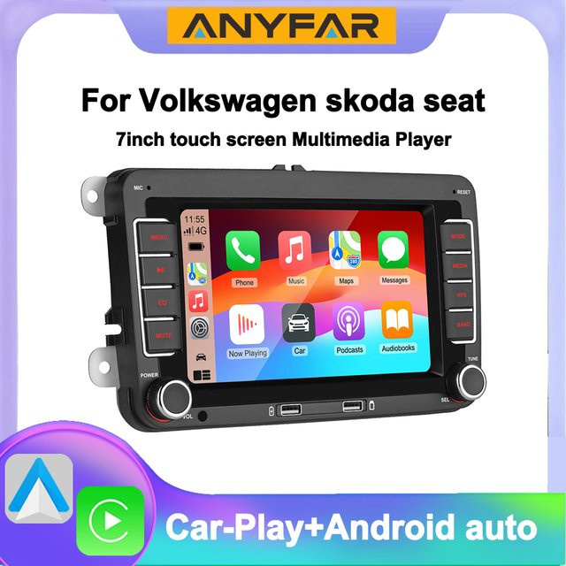 ANYFAR 7-Zoll Autoradio mit Touchscreen, Bluetooth, Android Auto und CarPlay in Schwarz - Bild 1