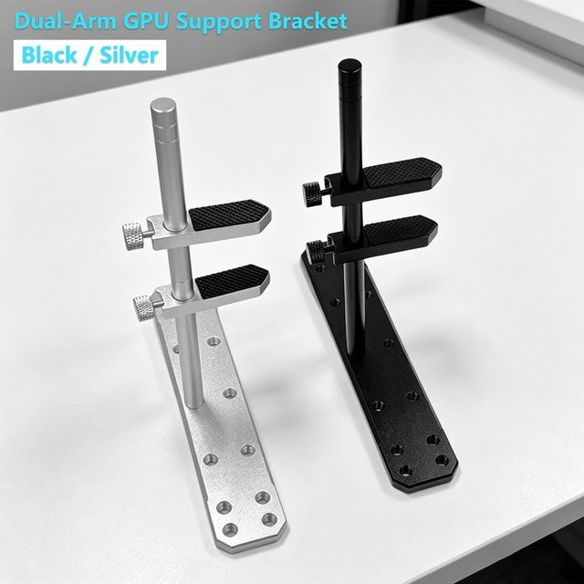 AuyiHomu Dual-Arm GPU-Stützhalterung aus Aluminiumlegierung in Schwarz und Silber - Bild 1