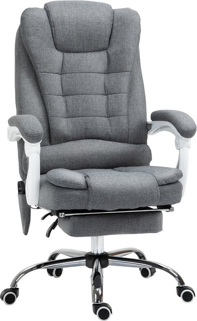 Vinsetto Ergonomischer Bürostuhl von Aosom in Grau mit Massage-, Heiz- und Liegefunktion sowie Fußstütze - Bild 1