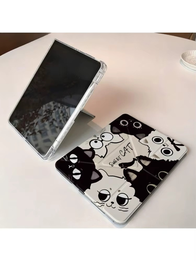 Stoßfeste Samsung Tablet Hülle mit Schwarz/Weiße Katze Design für S9 FE, S7, S8 Plus, S10, S6 Lite und Tab A11 Plus, A9 8,7 Zoll - Bild 6