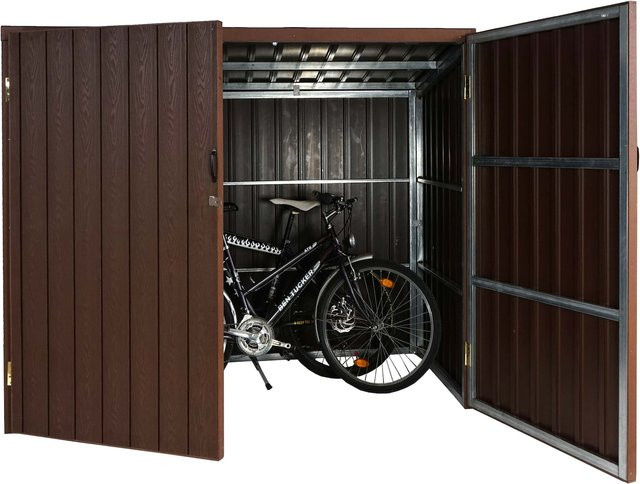 MCW WPC-Fahrradgarage J29 Geräteschuppen in Holzoptik aus Metall, braun, B/T/H: 172 x 213 x 112 cm - Bild 1