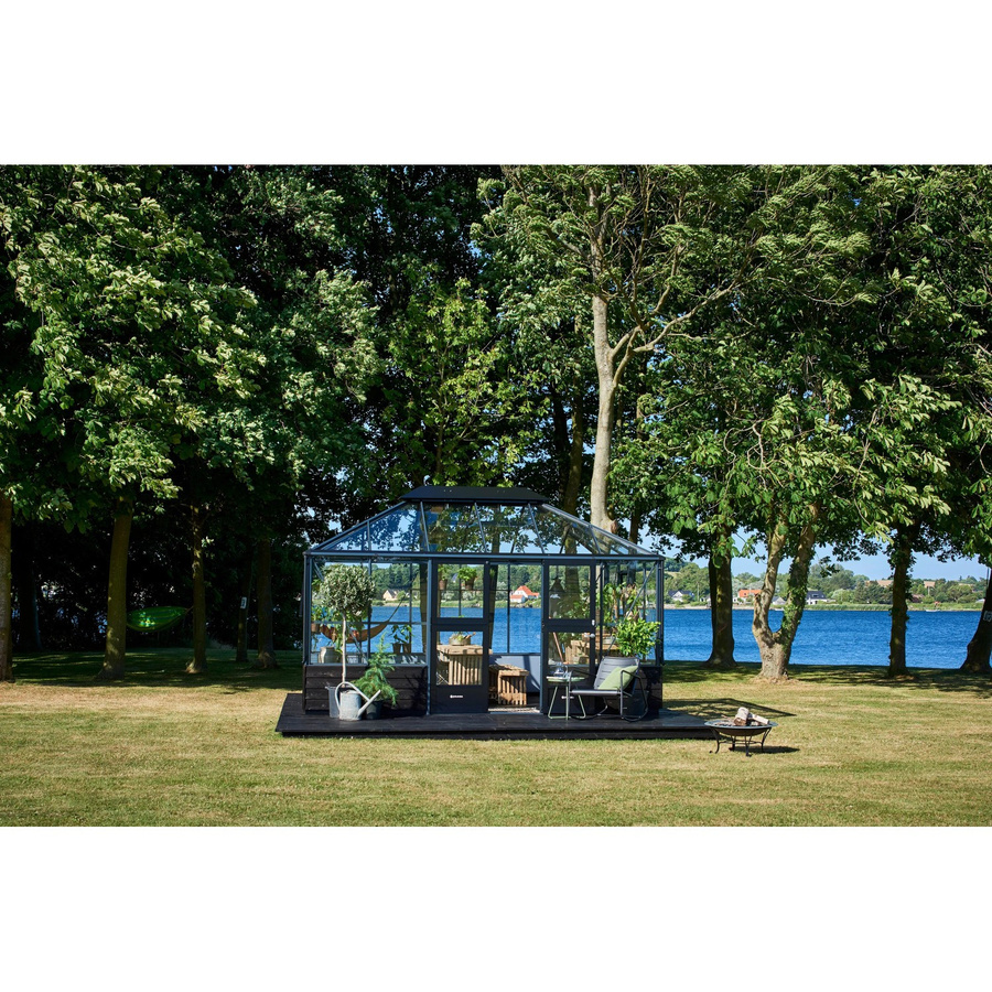 Juliana Gewächshaus Grand Oase Mauer 13 in Anthrazit mit 13 m² Fläche, Aluminium und Sicherheitsglas - Bild 2