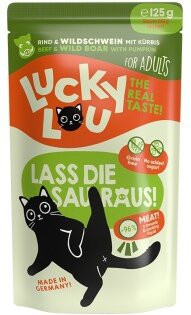Lucky Lou Nassfutter Katze Adult Rind und Wildschwein 16 x 125 g - Bild 1