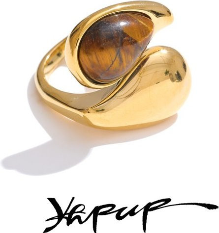Yhpup Ring, Edelstahl, Tigerstein, Damen - Bild 1