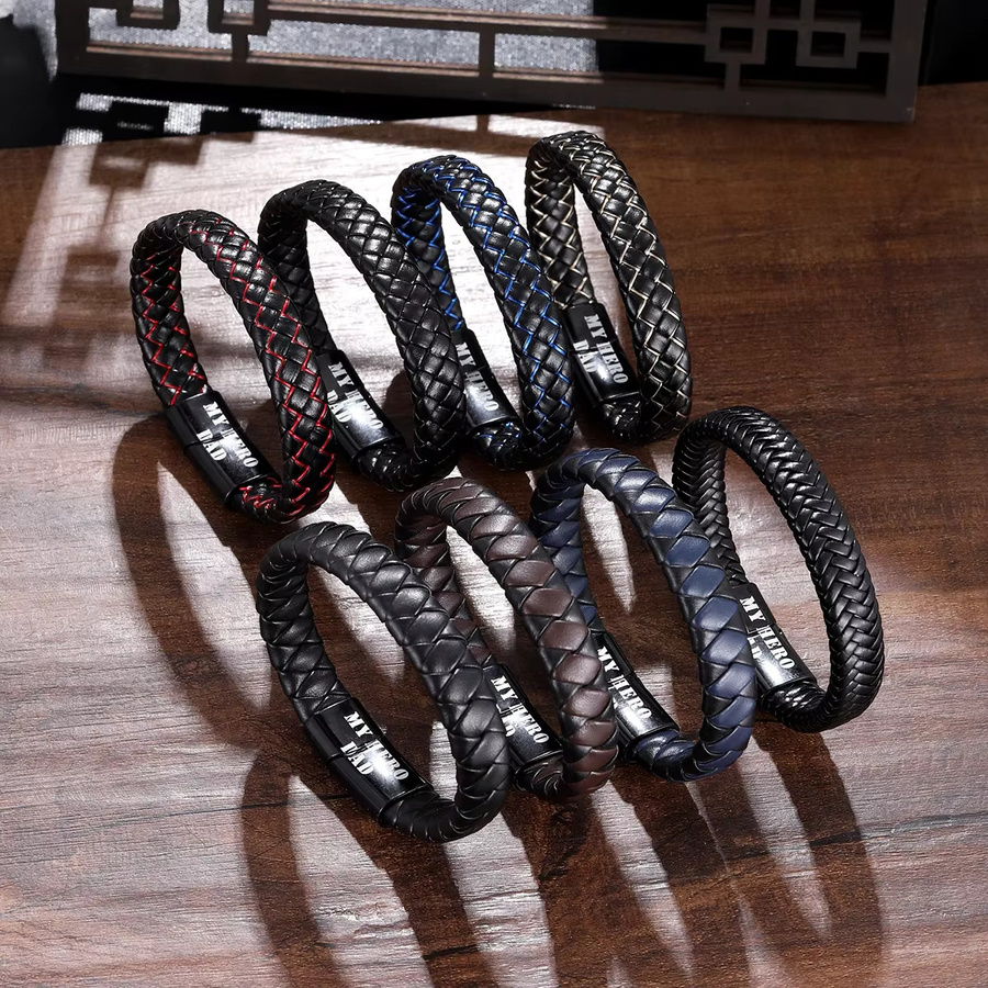 DOUVEI Armband, PU-Leder, Schwarz, Herren - Bild 2
