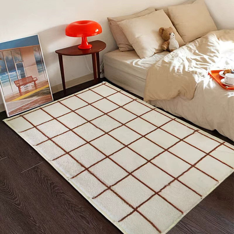 VIKAMA Nordic Wohnzimmerteppich mit Karomuster, rutschfeste und wasserabsorbierende Matte für Wohnzimmer, Badezimmer und Schlafzimmer - Bild 2