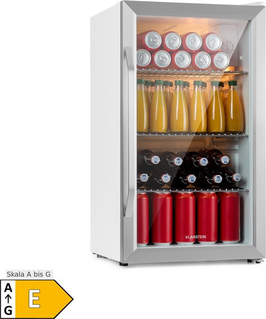 Klarstein Beersafe XXL Kühlschrank Crystal White mit Panoramaglas und Edelstahl, 80 l - Bild 1