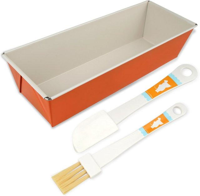Dr. Oetker Back-Set Die Maus Kastenkuchen, 3-teilig, orange, beschichtete Kastenform aus Stahl und Keramik, spülmaschinenfest - Bild 1