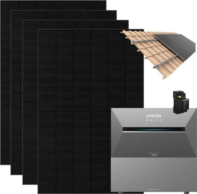 Anker SOLIX Solarbank 3 Pro 1.820 W Balkonkraftwerk mit BP2700 und Halterung für Dachziegel in Schwarz - Bild 1