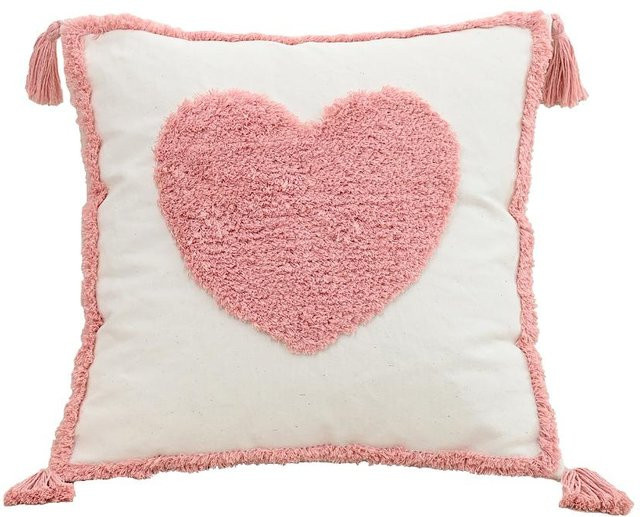 JMG Clothing Rosa getufteter Kissenbezug mit Regenbogen-Rauten-Design im Boho-Stil, B/H: 45 x 45 cm - Bild 1