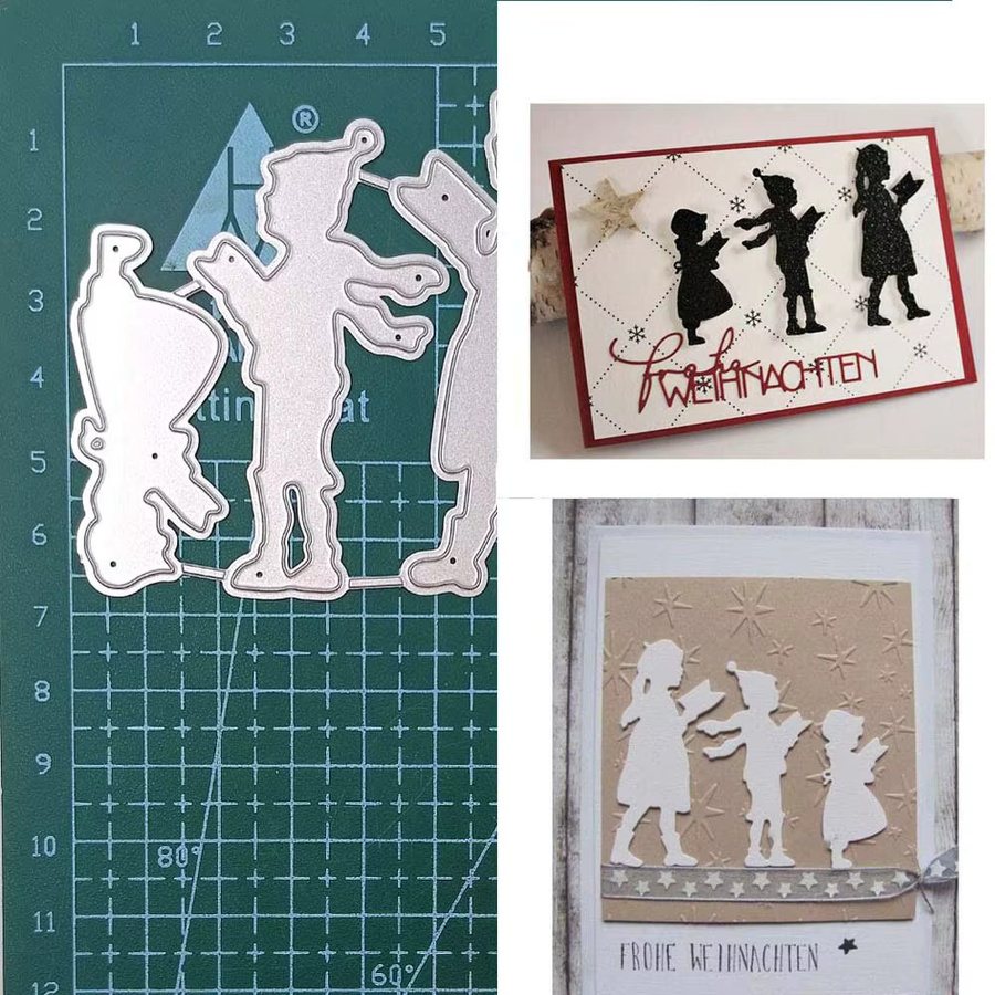 Crafts Metall-Stahlschneideformen Set mit 3 Schablonen Motiv betendes Kind für DIY Scrapbook und Fotokarten - Bild 2