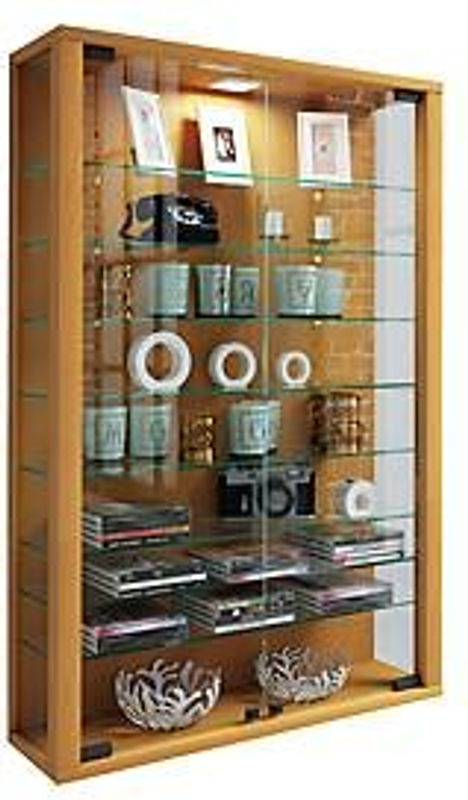 VCM Vitrinenschrank Vitrosa Mini Wandvitrine in Buche mit ESG-Sicherheitsglas und Glastüren, H x B x T: 91 x 59 x 18 cm - Bild 6