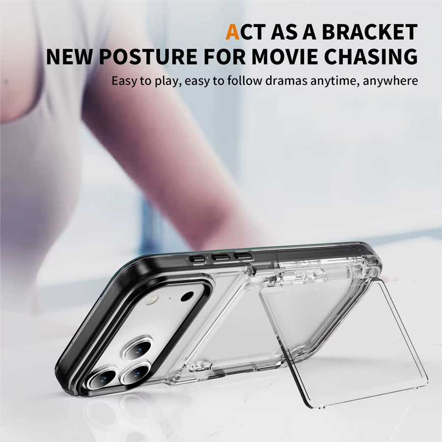SZMUGUA Transparente iPhone Hülle mit Kartenhalter und Brieftaschenfunktion aus stoßfestem Acryl-Hardcover in Transparent und Schwarz - Bild 4