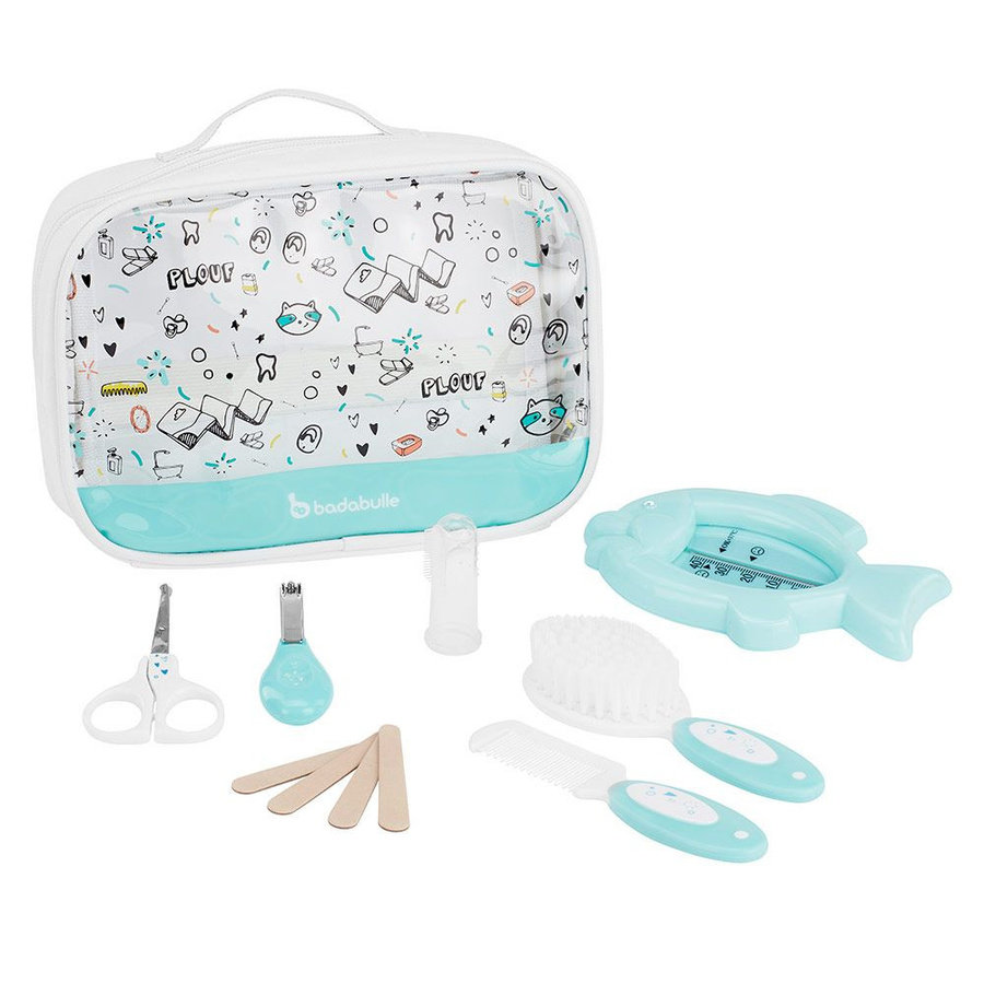 Badabulle Baby-Pflege-Set Splash 11-tlg. in Blau und Transparent - Bild 1
