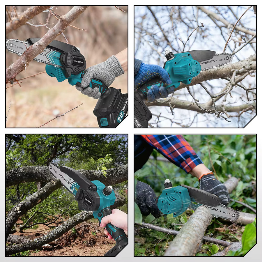 YOFIDRA Akku-Kettensäge 6 Zoll für Holzbearbeitung und Garten mit Kompatibilität für Makita 21 V Akkus - Bild 6