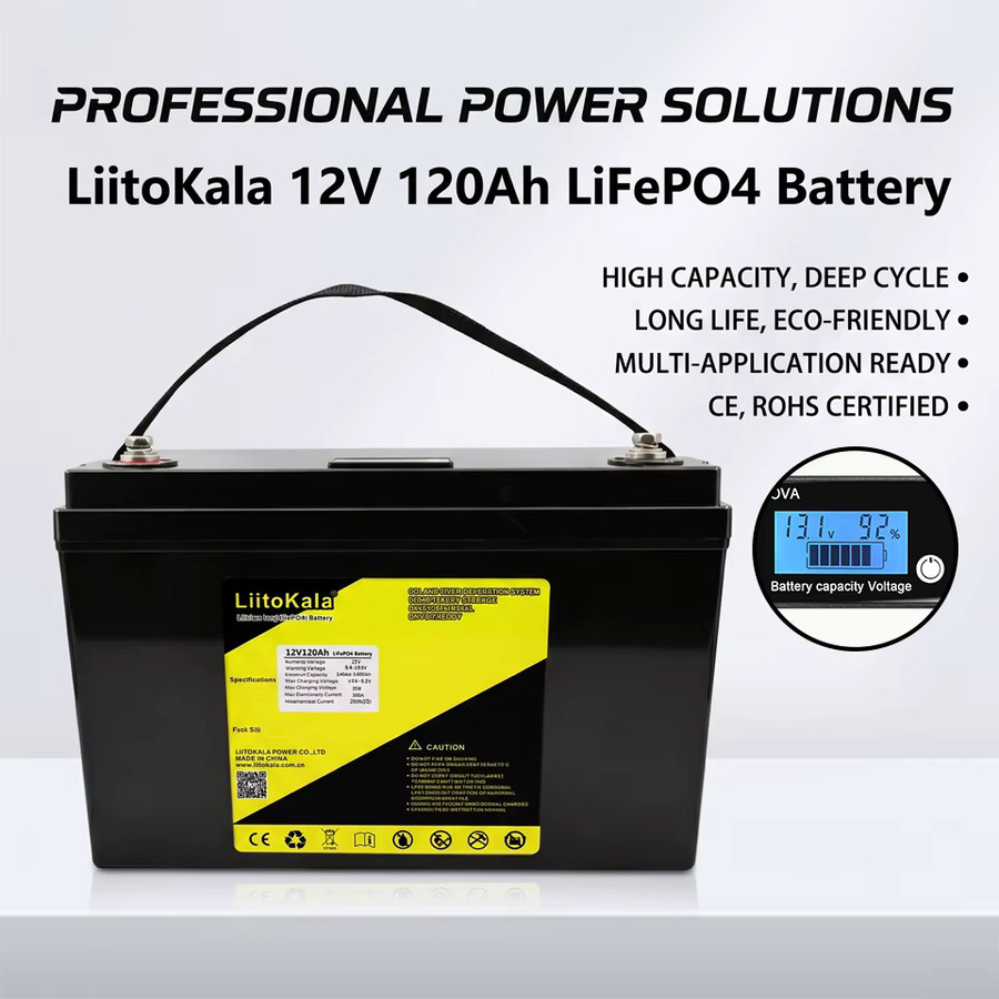 LiitoKala LiFePO4 Batterie 12V 120Ah 1536Wh mit Smart LCD-Display in Blau/Schwarz - Bild 5