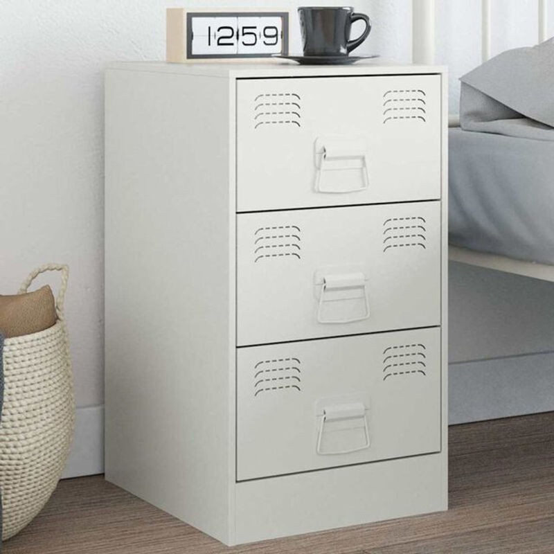Vidaxl Nachttisch aus Stahl in Weiß im Industrial Design B/T/H: 34,5 x 39 x 62 cm - Bild 1