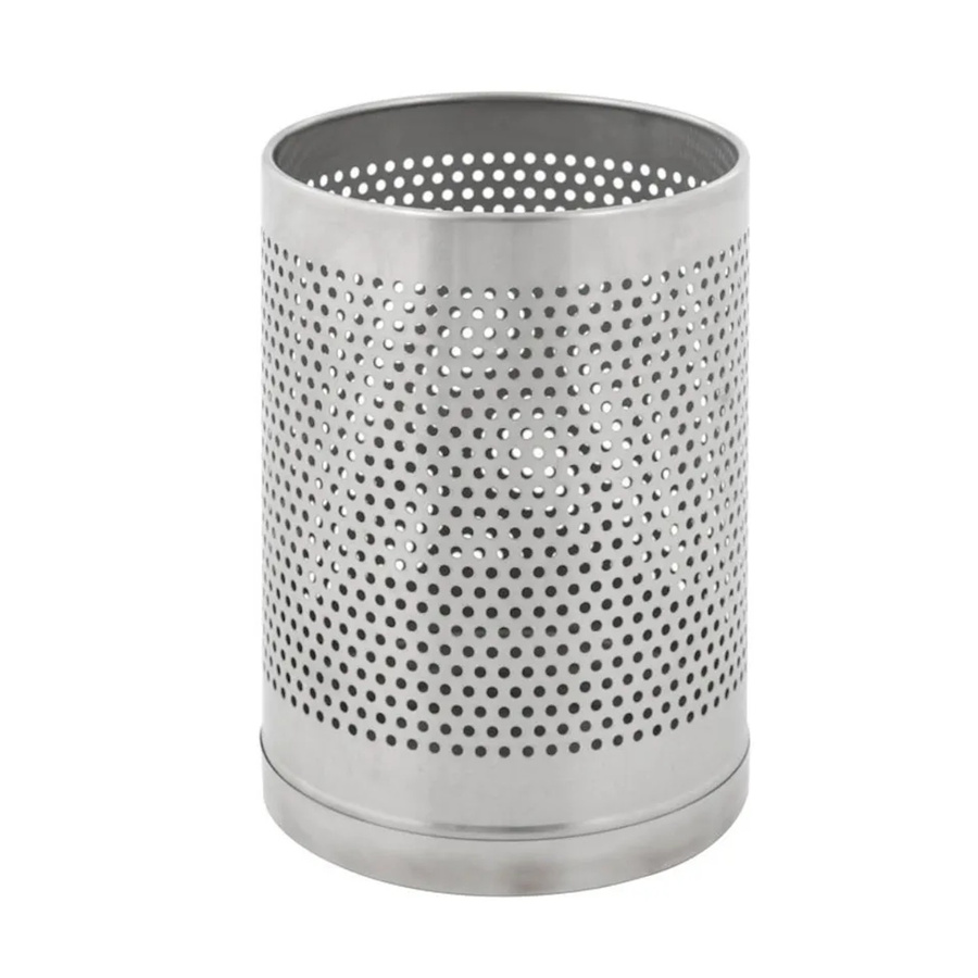 PROREGAL Papierkorb aus perforiertem Edelstahl in Silber, H: 29 cm, Ø: 22 cm - Bild 2