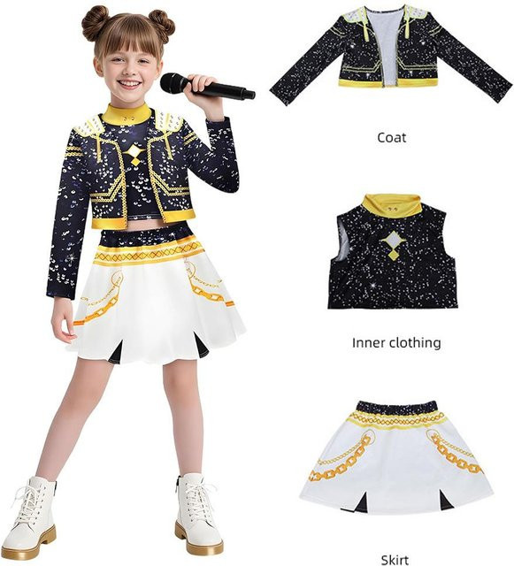 Zoey Cosplay Mädchengruppe Rumi Kinderkostüm Outfit, Schwarz - Bild 1