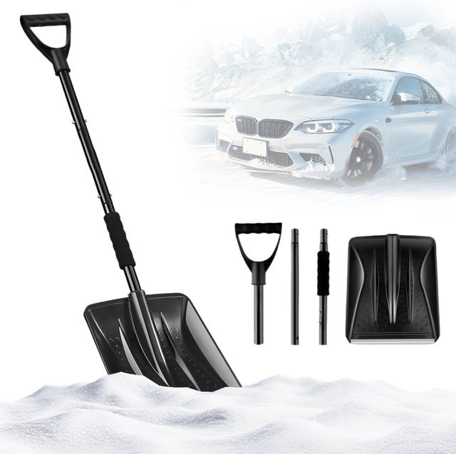 Alloet Notfall-Schneeschaufel mit rotierender Funktion in Schwarz für Auto, Garten und Camping - Bild 1