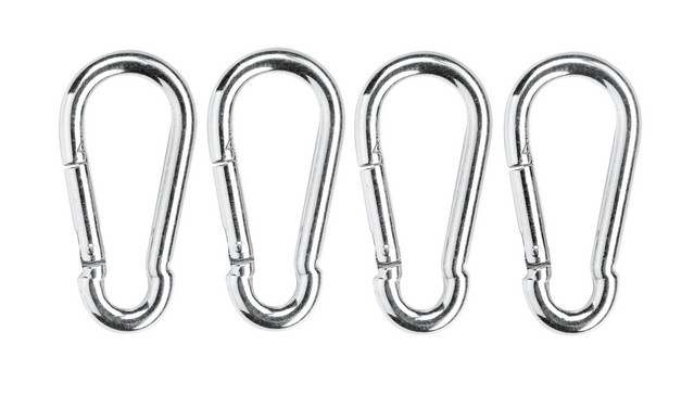 Parkside Karabiner- und Schäkel-Haken Set aus Edelstahl in Silber, 4er Pack - Bild 1