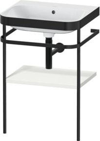 Duravit Möbelwaschtisch-Kombi Happy D.2 Plus in Weiß matt mit Konsole und Holzfachboden, B: 57,5 cm, T: 49 cm - Bild 1