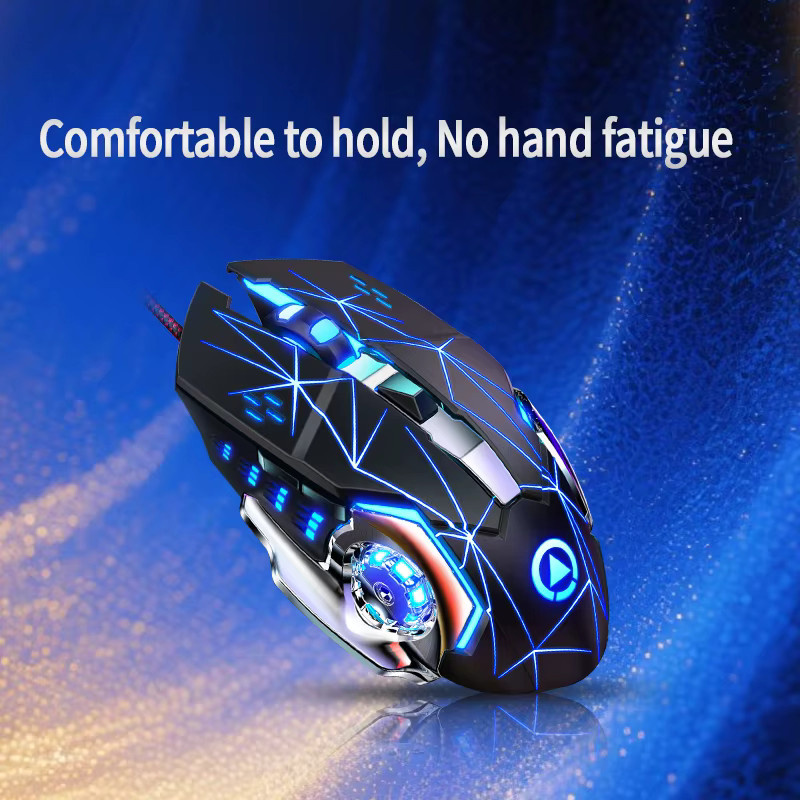 YINDIAO USB-Gaming-Maus mit Kabel, ergonomische 6-Tasten-Maus mit Hintergrundbeleuchtung und verstellbarer DPI für PC und Desktop, Schwarz - Bild 2