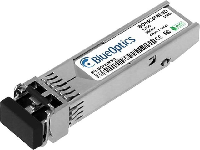 BlueOptics SFP Transceiver HPE R9F86A kompatibel für Multimode Gigabit Highspeed Datenübertragungen in Glasfaser Netzwerken, Farbe: Silber - Bild 1