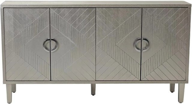 okwish Sideboard mit 4 Türen und Kieferbeinen in Grau für Wohnzimmer und Schlafzimmer, B/T/H: 152 x 40 x 82,5 cm - Bild 1