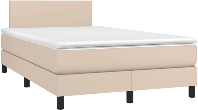 vidaXL Boxspringbett mit Matratze und LED in Cappuccino-Braun, Hybrid-Bett mit USB-Ladeport und Unterbettbeleuchtung, B/T: 120 x 200 cm - Bild 1