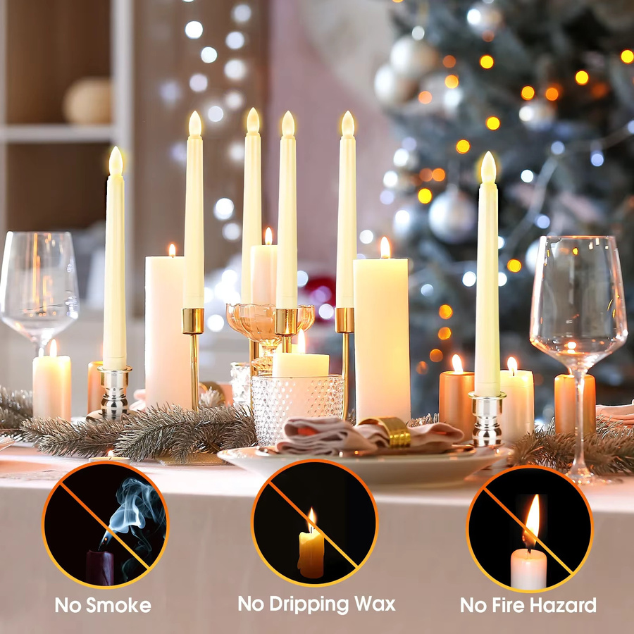LED-Kerze FREEPOWER in Weiß mit Fernbedienung und Blinkeffekt als flammenlose Kegelkerze für Party, Hochzeit und Heimdekoration - Bild 2